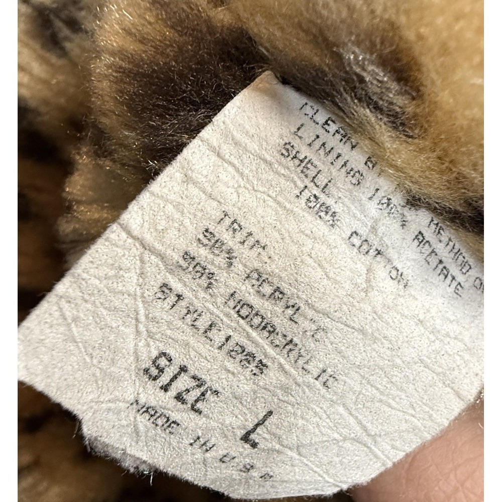 VINTAGE 70s Denim Jacket Lew Magram Cheetah Print Faux Fur Trim Collared Size L - Picture 7 of 8